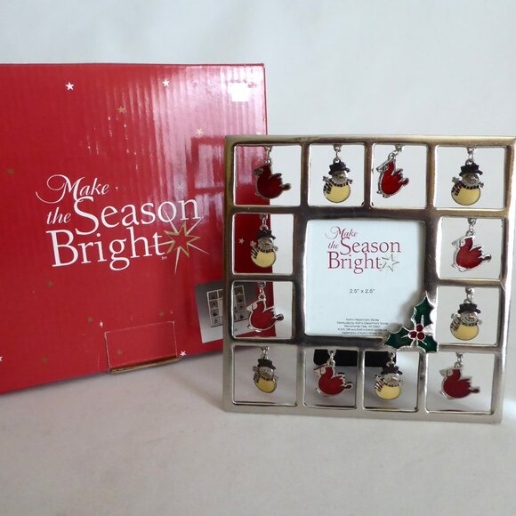 Kohl's Other - NEW CHRISTMAS HOLIDAY SILVER CHARM FRAME SNOWMAN CARDINAL